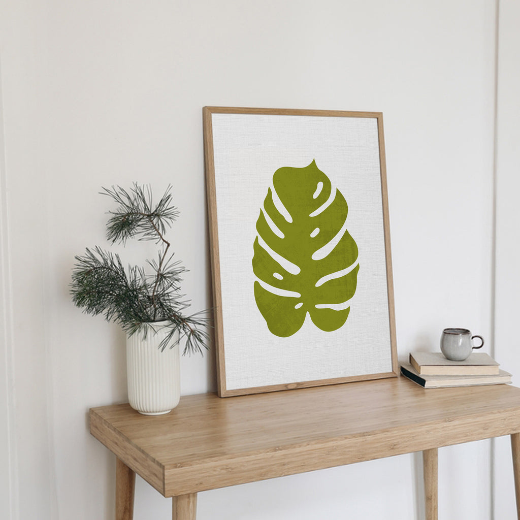 monstera leaf wall hanging Monstera leaf wall art, simple chartreuse tropical illustration, printable wall decor– Time4Circle